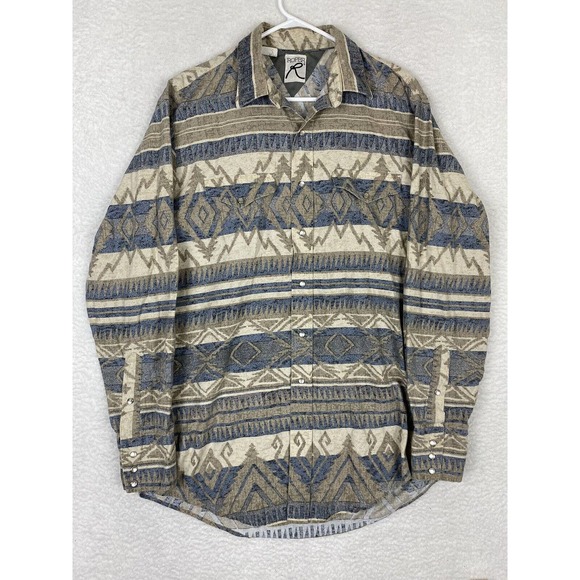 Vtg Roper Shirt Mens Large Aztec Southwesten Pearl Snap Cowboy Made In USA - Picture 1 of 6